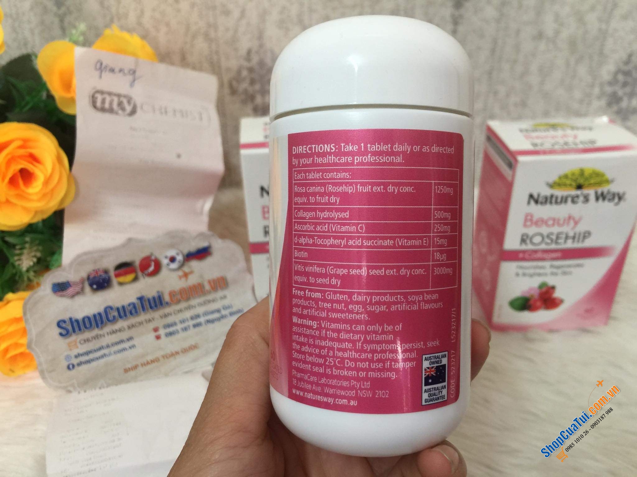 VIÊN UỐNG COLLAGEN TRẮNG DA, CHỐNG LÃO HÓA NATURE S WAY BEAUTY ROSEHIP + COLLAGEN 60 TABLETS