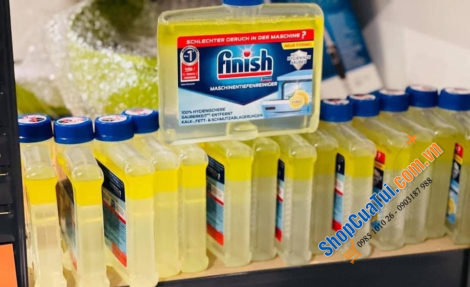 Dung dịch vệ sinh máy rửa bát, chén Finish Maschinen Pfleger 5X Đức hương Chanh - CÔNG THỨC MỚI TỐT HƠN.