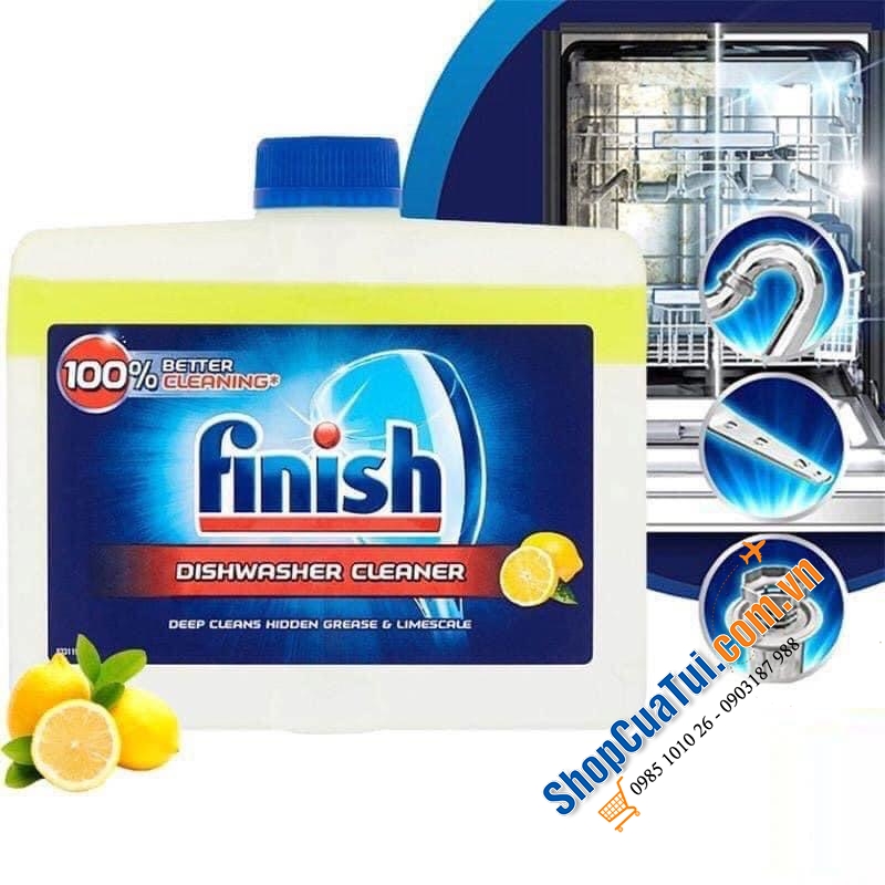 Dung dịch vệ sinh máy rửa bát, chén Finish Maschinen Pfleger 5X Đức hương Chanh - CÔNG THỨC MỚI TỐT HƠN.