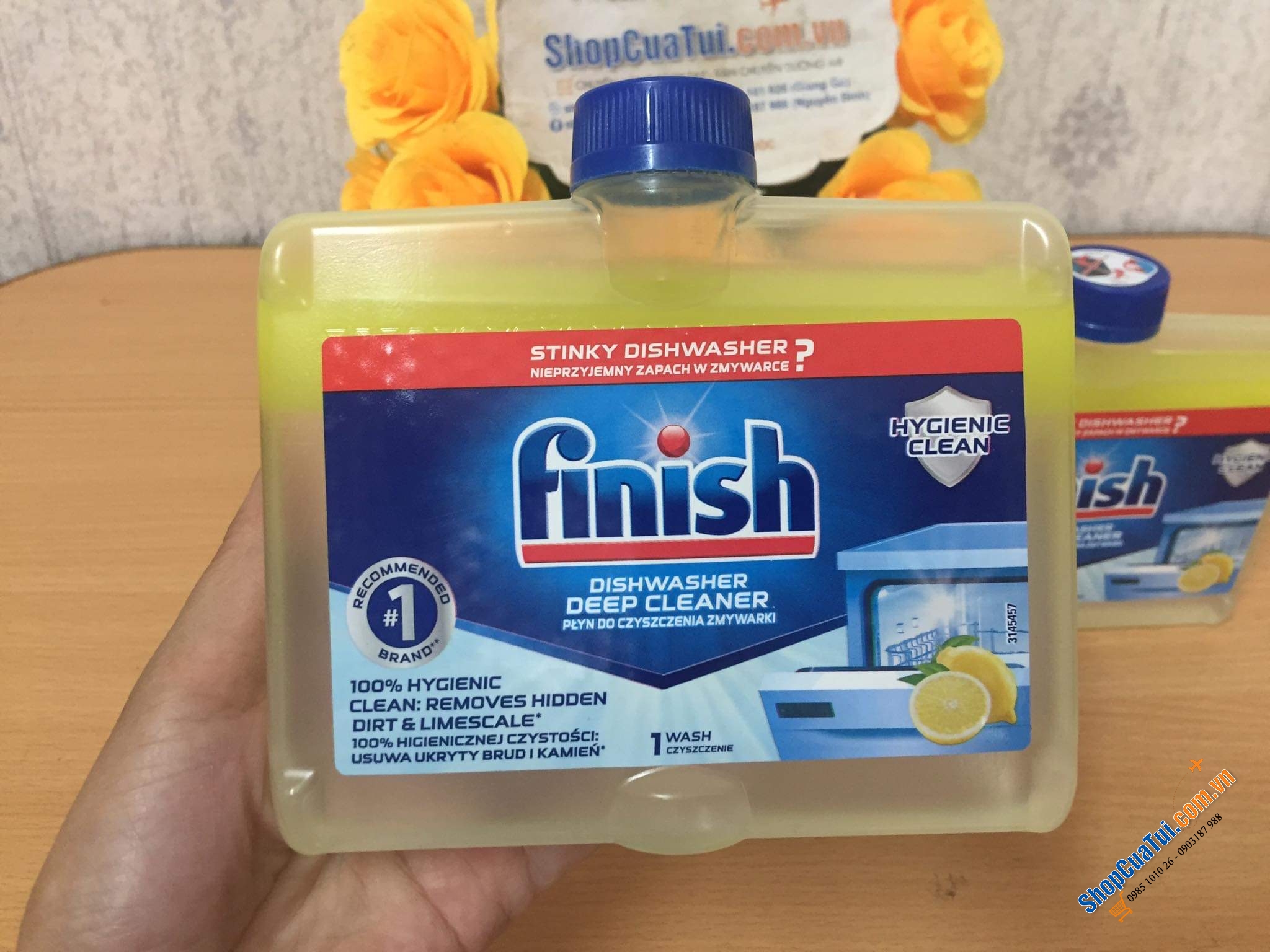 Dung dịch vệ sinh máy rửa bát, chén Finish Maschinen Pfleger 5X Đức hương Chanh - CÔNG THỨC MỚI TỐT HƠN.