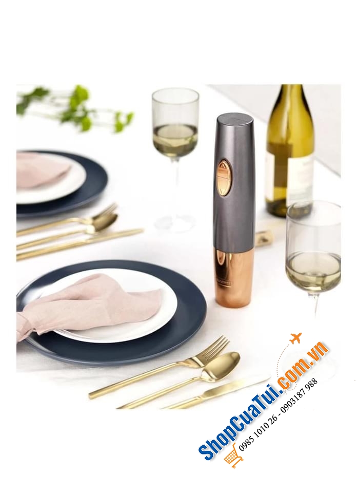 Trọn bộ Mở rượu vang tự động Cuisinart màu đồng.