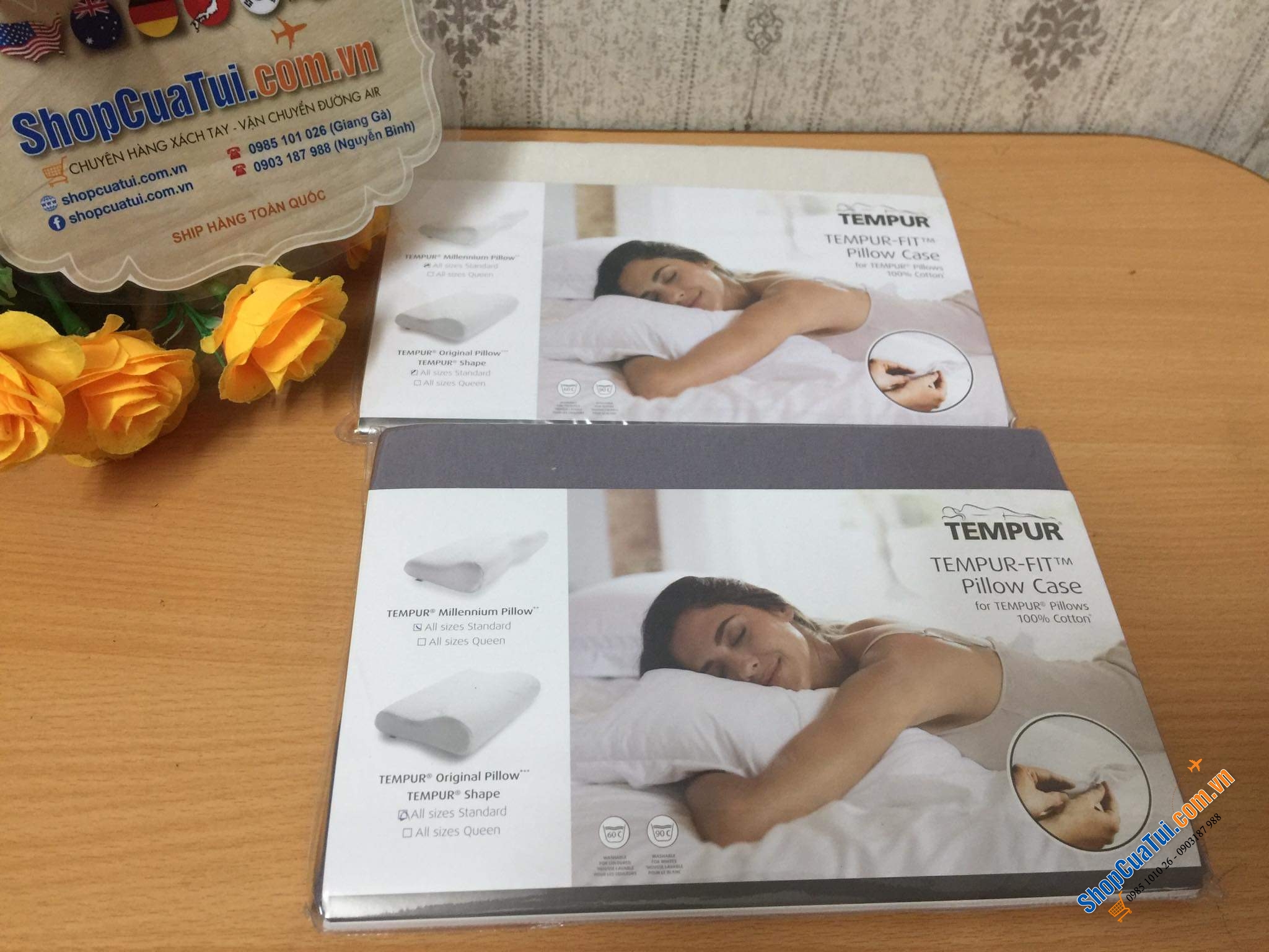 Vỏ gối Tempure chính hãng, chất liệu bông tự nhiên 100%, không sùi ko gây dị ứng. Thích hợp với Size gối từ S tới L
