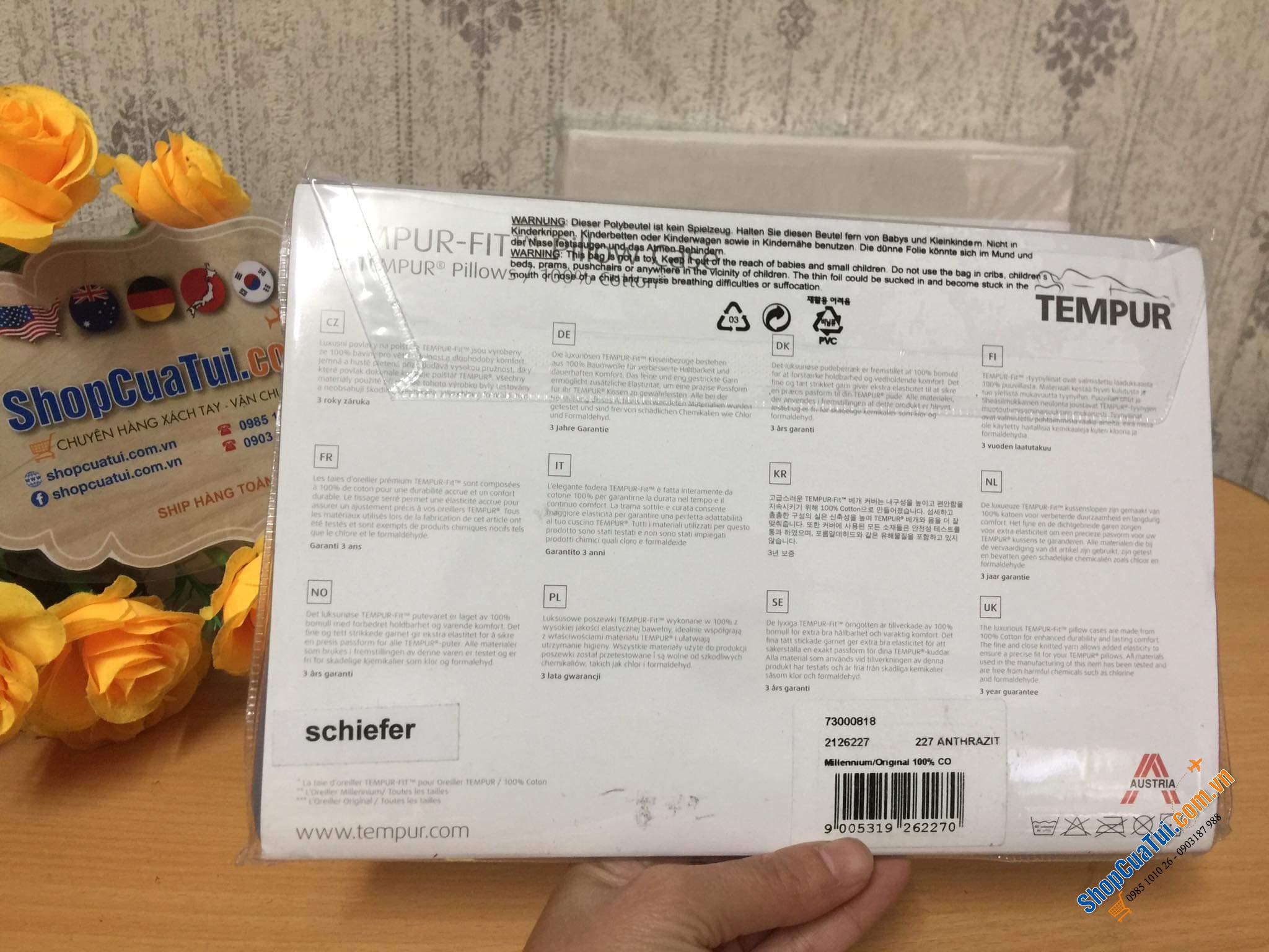 Vỏ gối Tempure chính hãng, chất liệu bông tự nhiên 100%, không sùi ko gây dị ứng. Thích hợp với Size gối từ S tới L