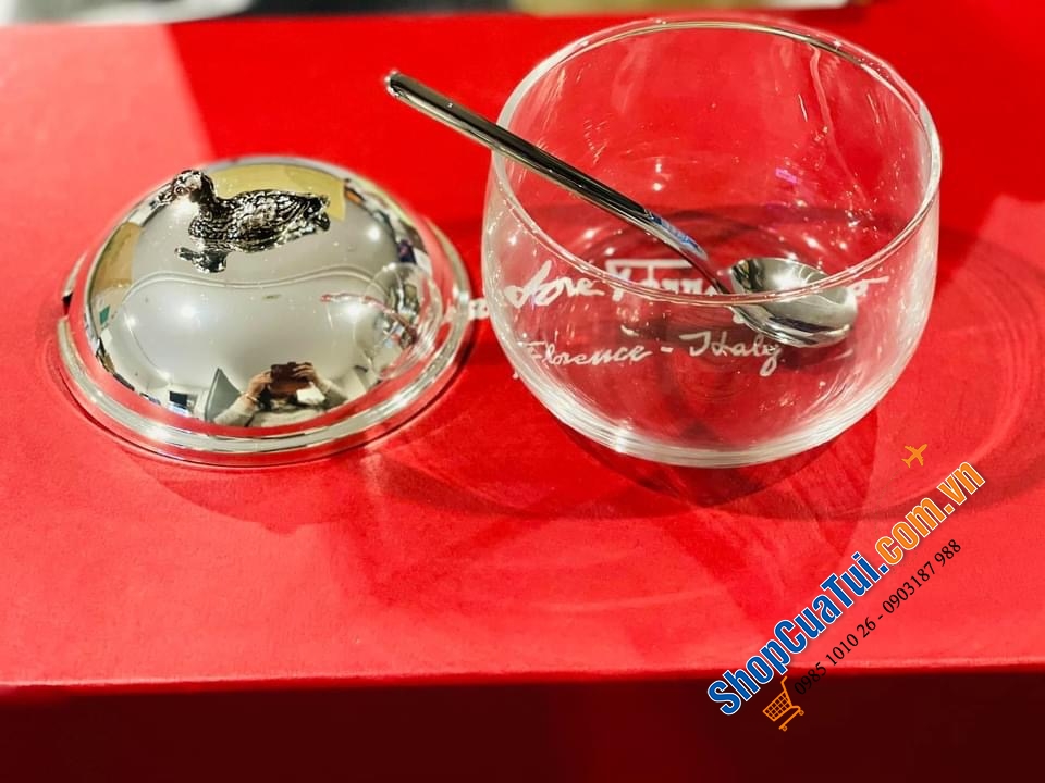 Hũ đựng mứt, gia vị, mật ong... có thìa Edzard mạ bạc