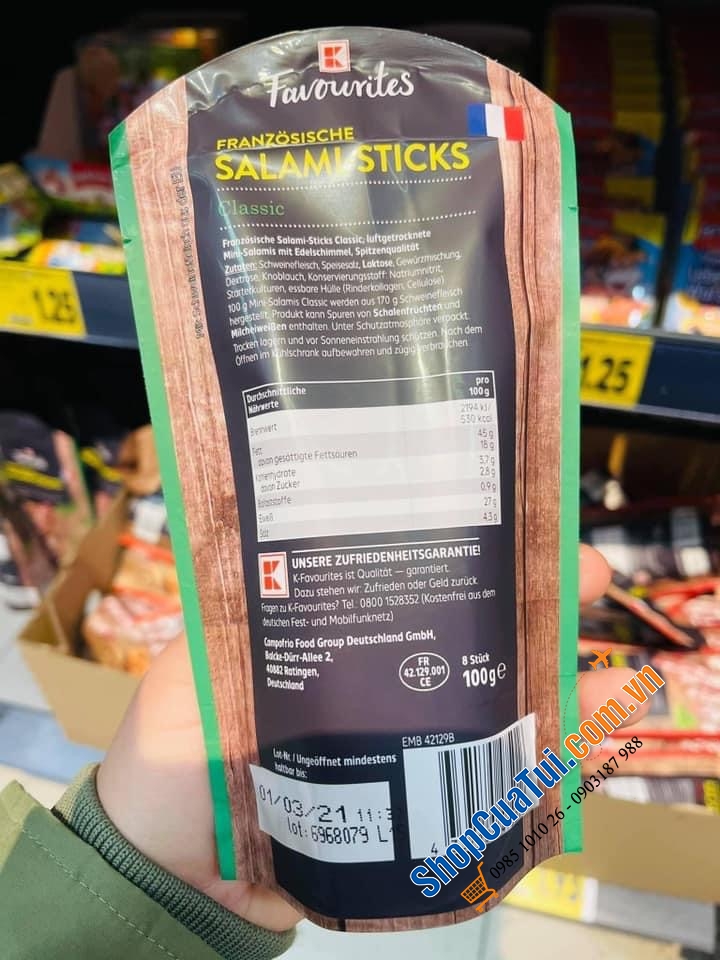 Salami stick của Đức ngon quên lối về túi 100g