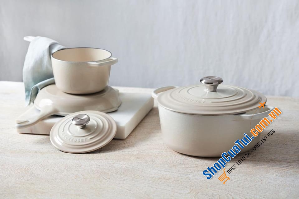NỒI Le Creuset 20 cm màu trắng vàng Meringue.