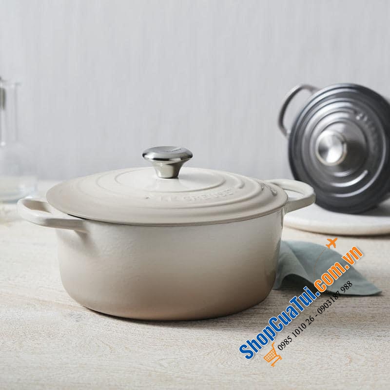 NỒI Le Creuset 20 cm màu trắng vàng Meringue.