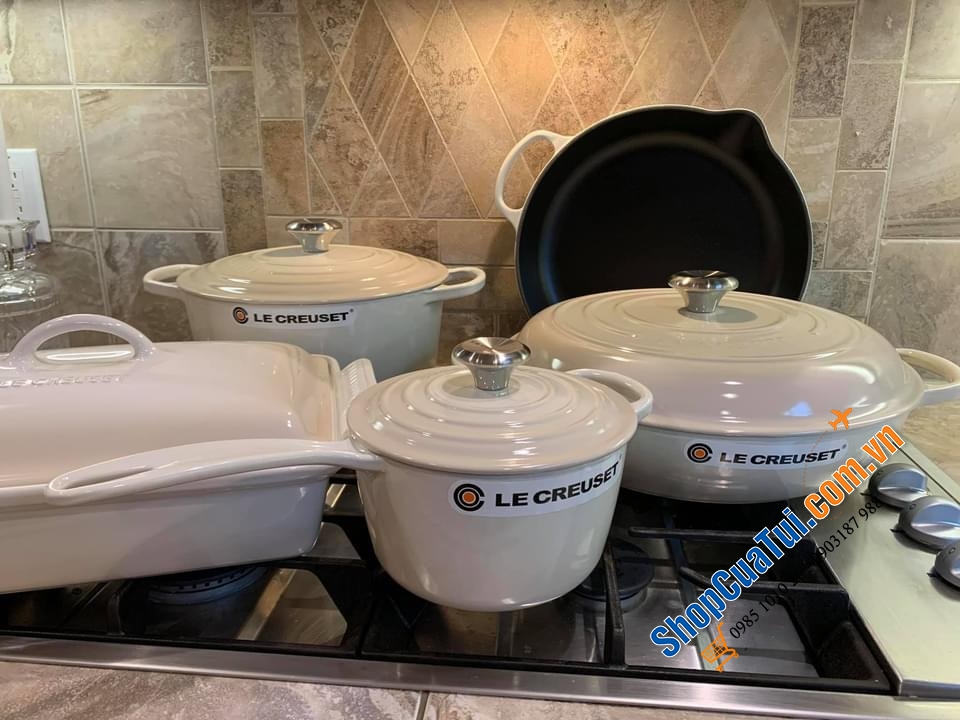 NỒI Le Creuset 20 cm màu trắng vàng Meringue.