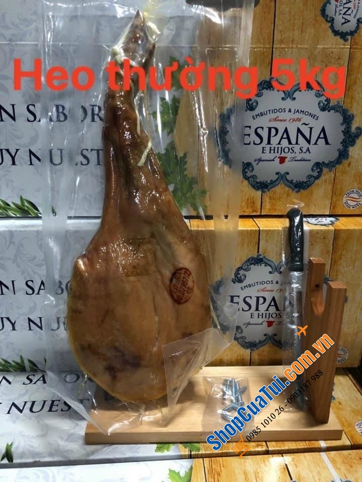 ĐÙI HEO MUỐI Jamon Serrano Espana Tây Ban Nha (Loại hợp khẩu vị VN) - 4,5kg đến 5kg nguyên chiếc đùi lợn trắng