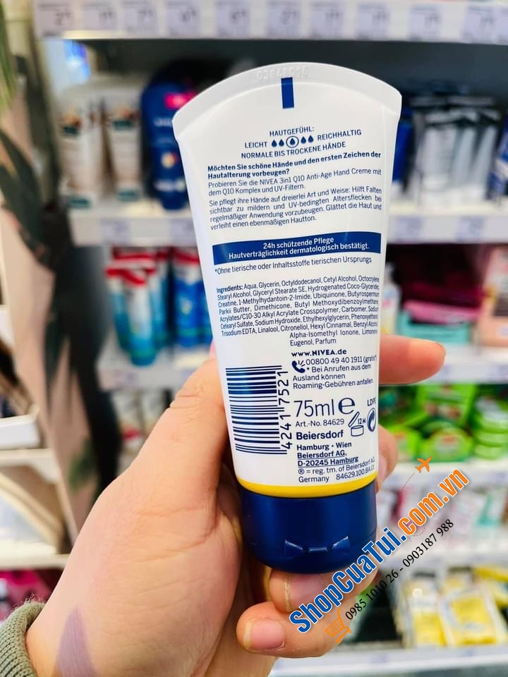 Kem dưỡng da tay Nivea AntAnti-AGE Q10 75ml cho bàn tay xinh và dẻo dai cả ngày