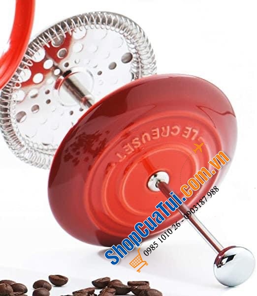 Bình pha Cafe LeCreuset Kaffeepresse Holly 1L Baumwolle màu trắng sữa / đỏ anh đào