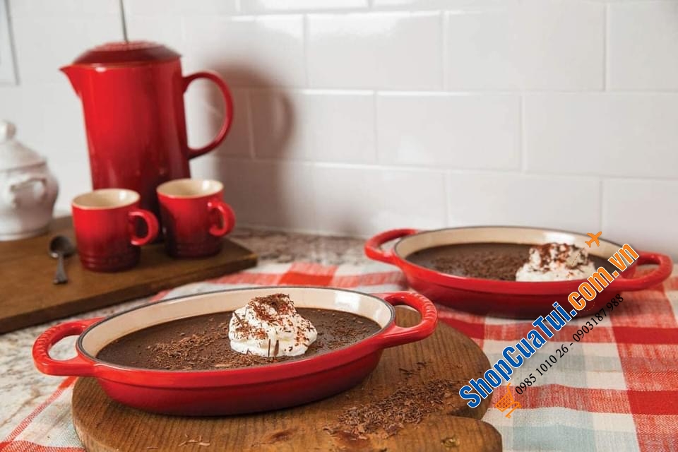 Bình pha Cafe LeCreuset Kaffeepresse Holly 1L Baumwolle màu trắng sữa / đỏ anh đào