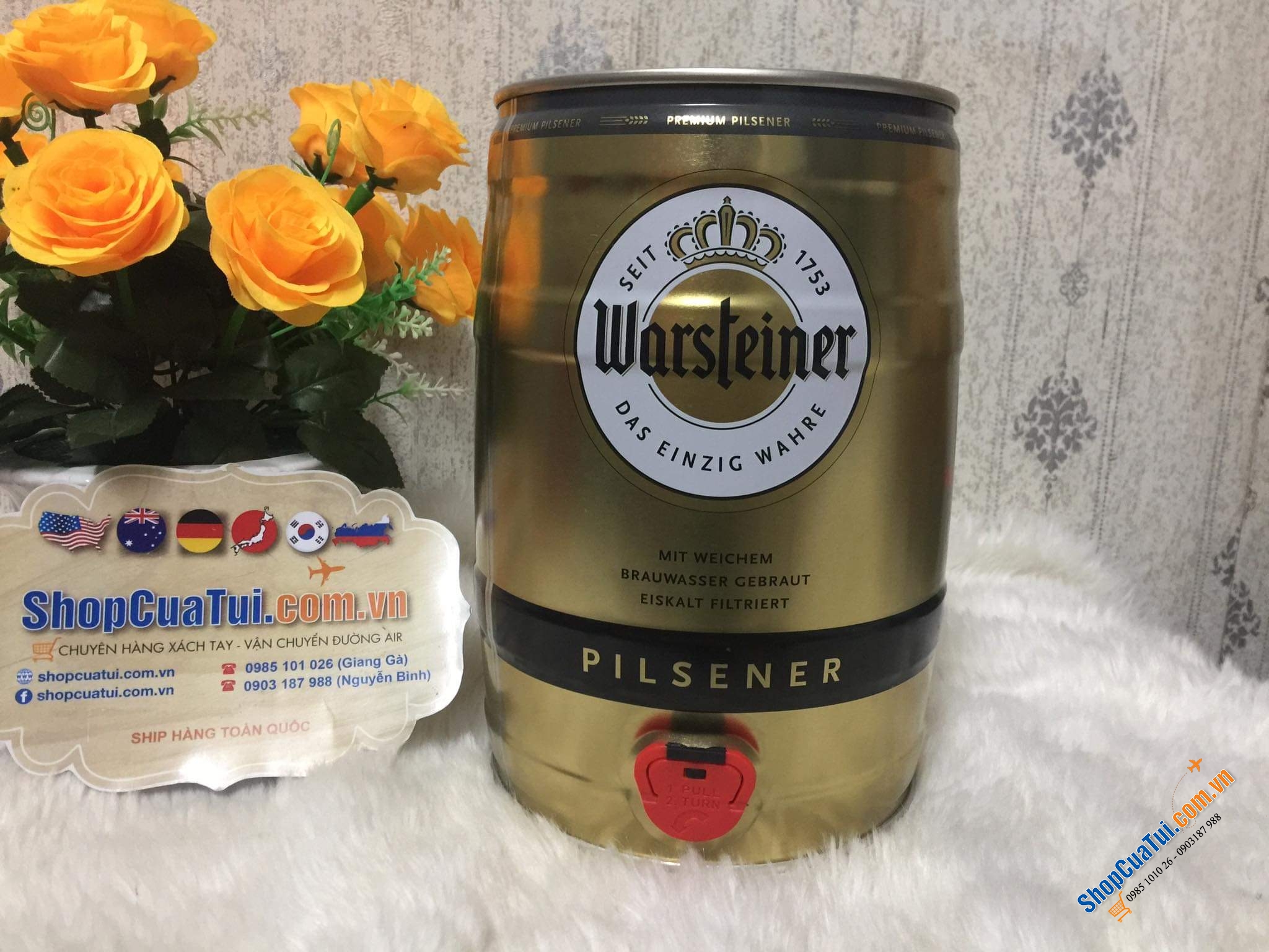 Thưởng thức bia tươi Đức chuẩn vị BOM BIA WARSTEINER 5 LÍT - Made in Germany