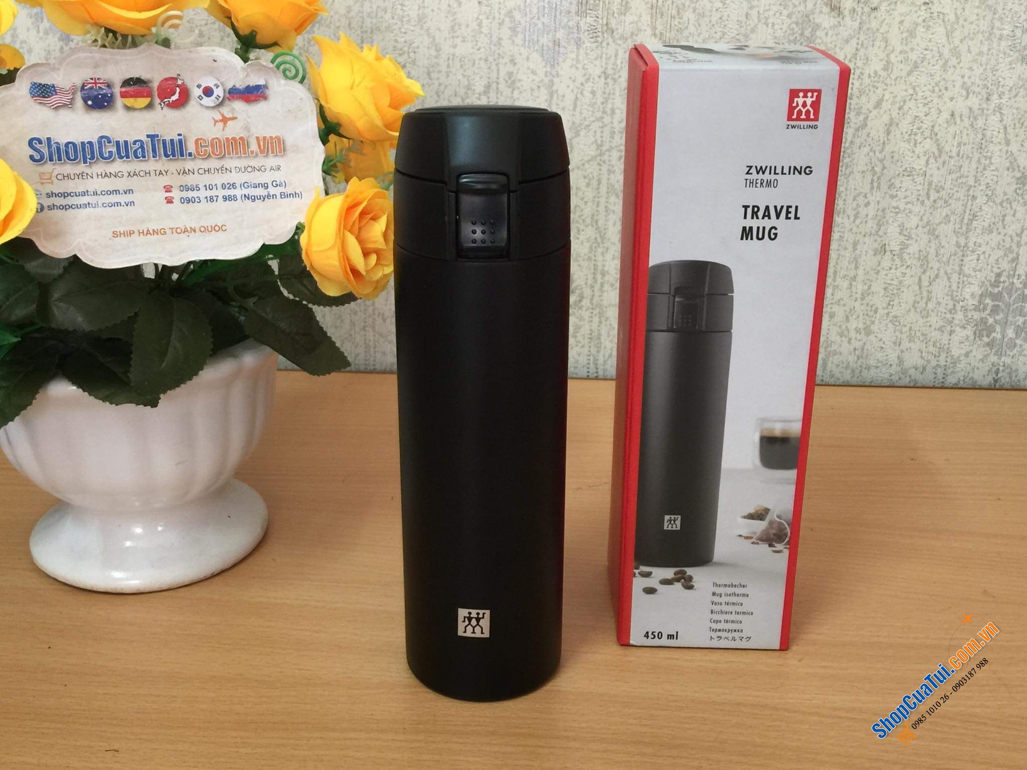 BÌNH GIỮ NHIỆT ZWILLING THERMO VỚI NẮP MỞ TỰ ĐỘNG CẢI TIẾN MỚI NHẤT - Bình giữ nhiệt 450ML