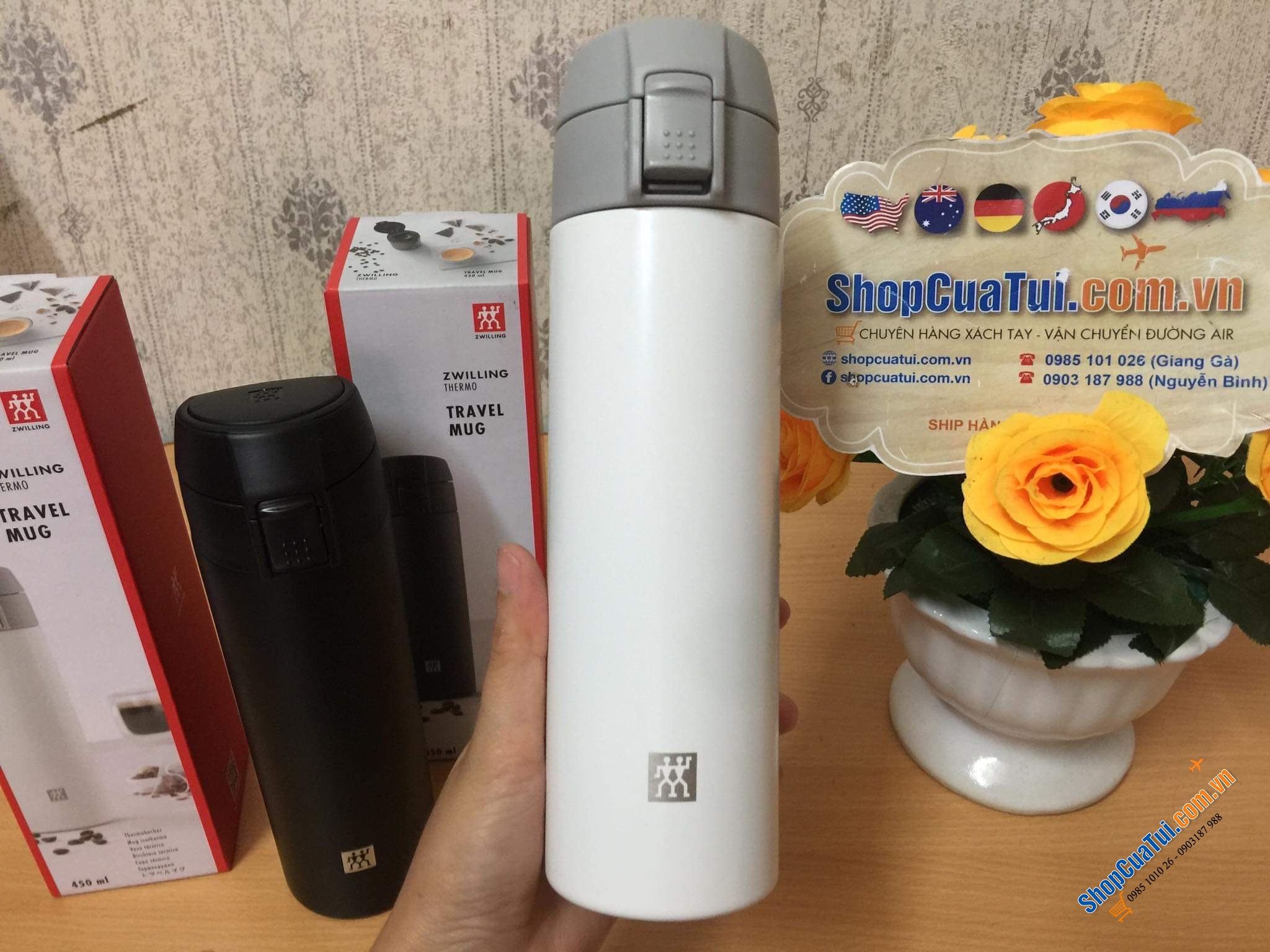 BÌNH GIỮ NHIỆT ZWILLING THERMO VỚI NẮP MỞ TỰ ĐỘNG CẢI TIẾN MỚI NHẤT - Bình giữ nhiệt 450ML