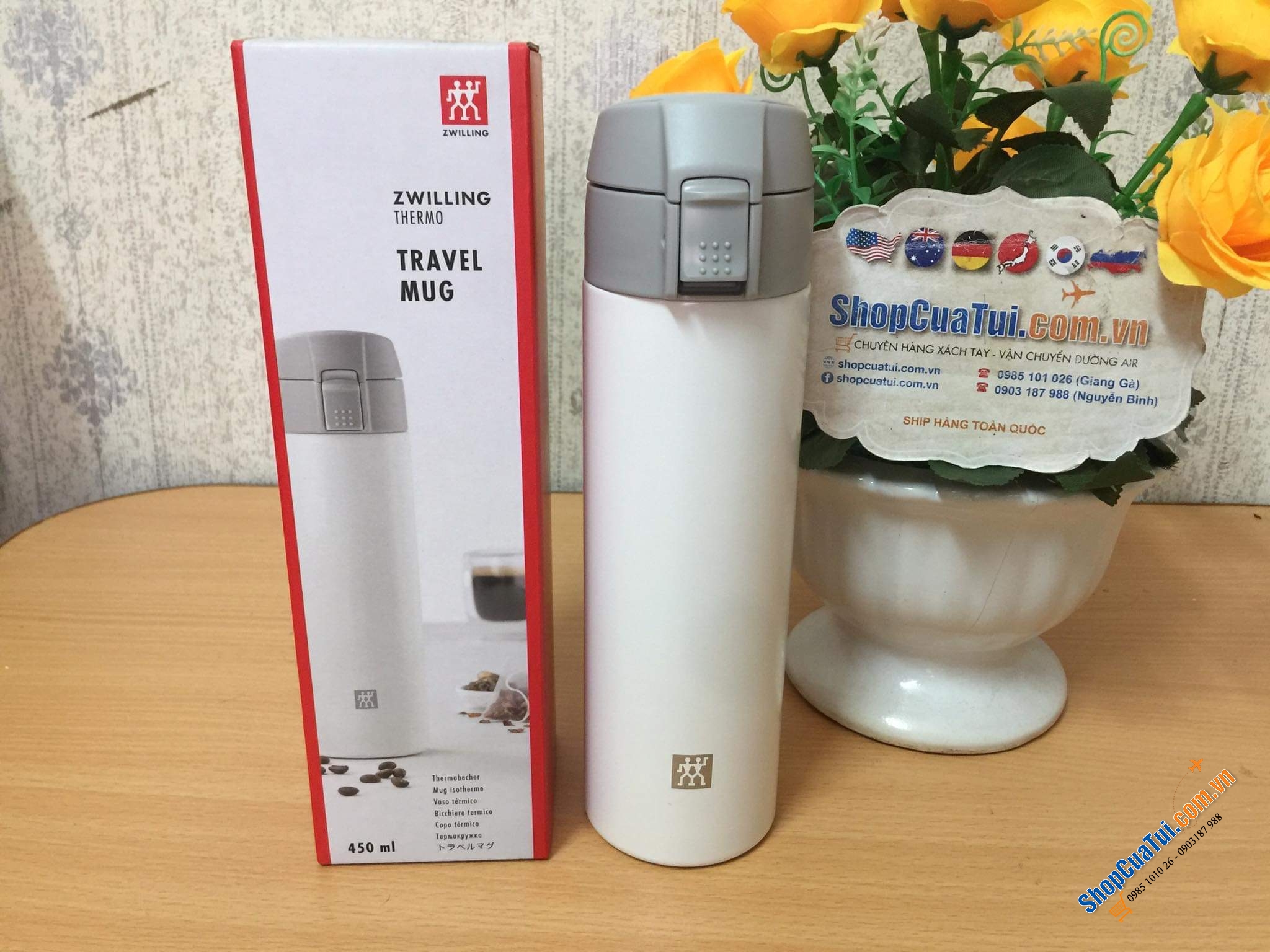 BÌNH GIỮ NHIỆT ZWILLING THERMO VỚI NẮP MỞ TỰ ĐỘNG CẢI TIẾN MỚI NHẤT - Bình giữ nhiệt 450ML