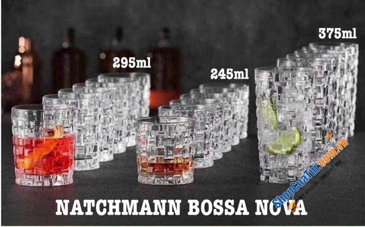 BỘ 18 CỐC PHA LÊ NACHTMANN BOSSA NOVA TUMBLER - DÒNG CẤP PHA LÊ CAO CẤP NHẤT CỦA NHÀ NACHMANN- made in Germany. Các size: 245ml, 295ml, 375ml