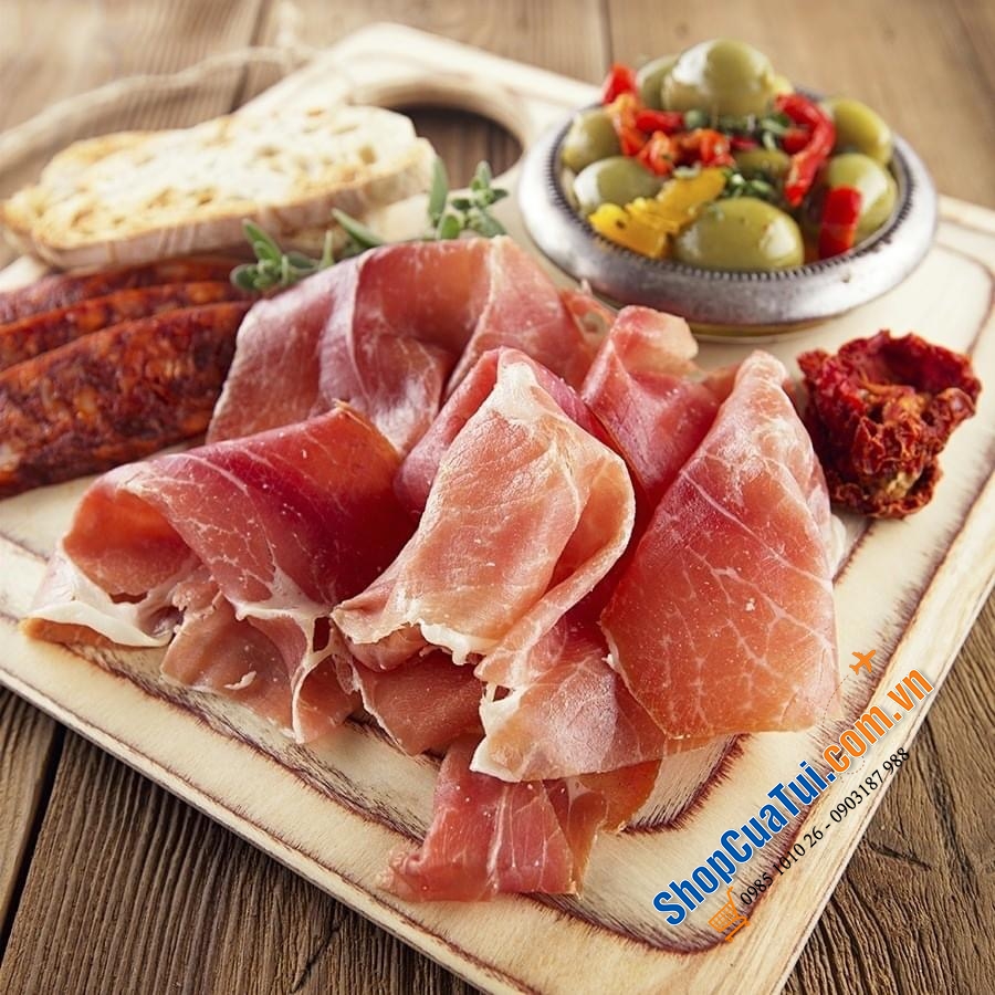 Đùi Heo Muối Mini Jamon Ham - Thịt heo muối Tây Ban Nha có giá đỡ và dao Trọng lượng 1 kg