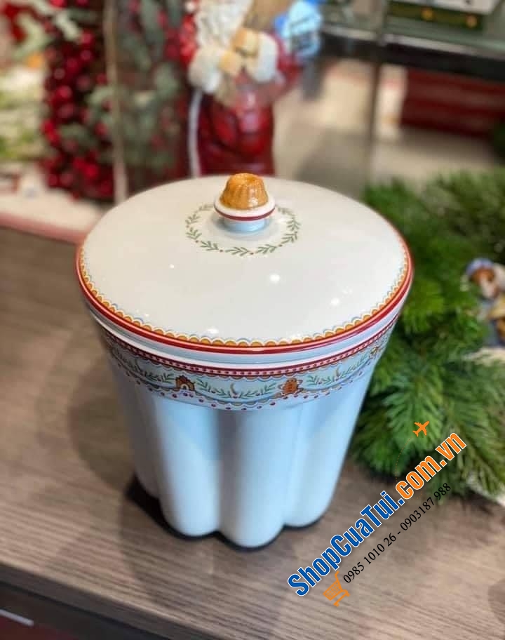 Hũ đựng bánh kẹo, đồ khô, hũ muối thực phẩm Villeroy Boch hình bánh cupcake siêu dễ thương.