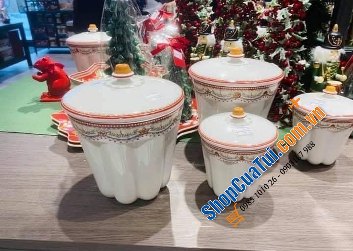 Hũ đựng bánh kẹo, đồ khô, hũ muối thực phẩm Villeroy Boch hình bánh cupcake siêu dễ thương.