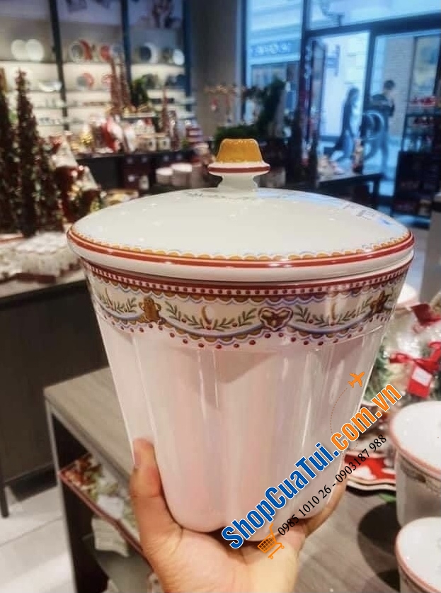 Hũ đựng bánh kẹo, đồ khô, hũ muối thực phẩm Villeroy Boch hình bánh cupcake siêu dễ thương.