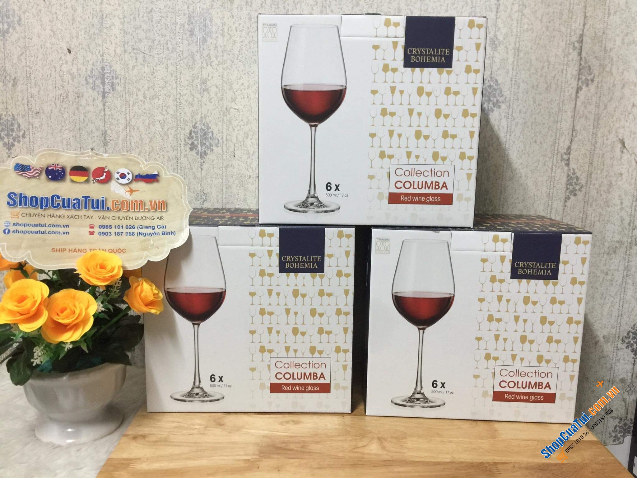 Bộ 6 ly pha lê 500ml Bohemia Columba sản xuất tại Séc