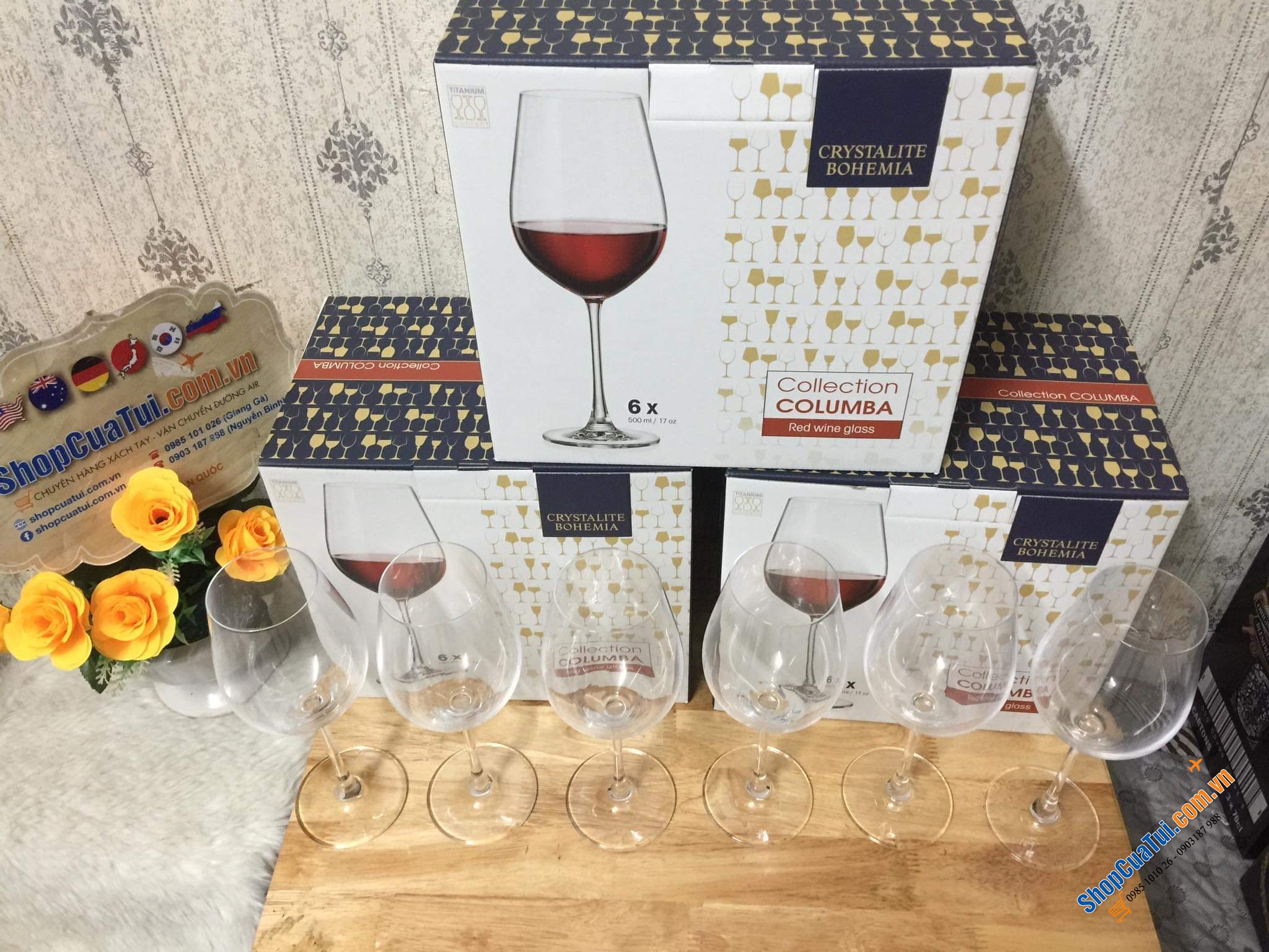 Bộ 6 ly pha lê 500ml Bohemia Columba sản xuất tại Séc