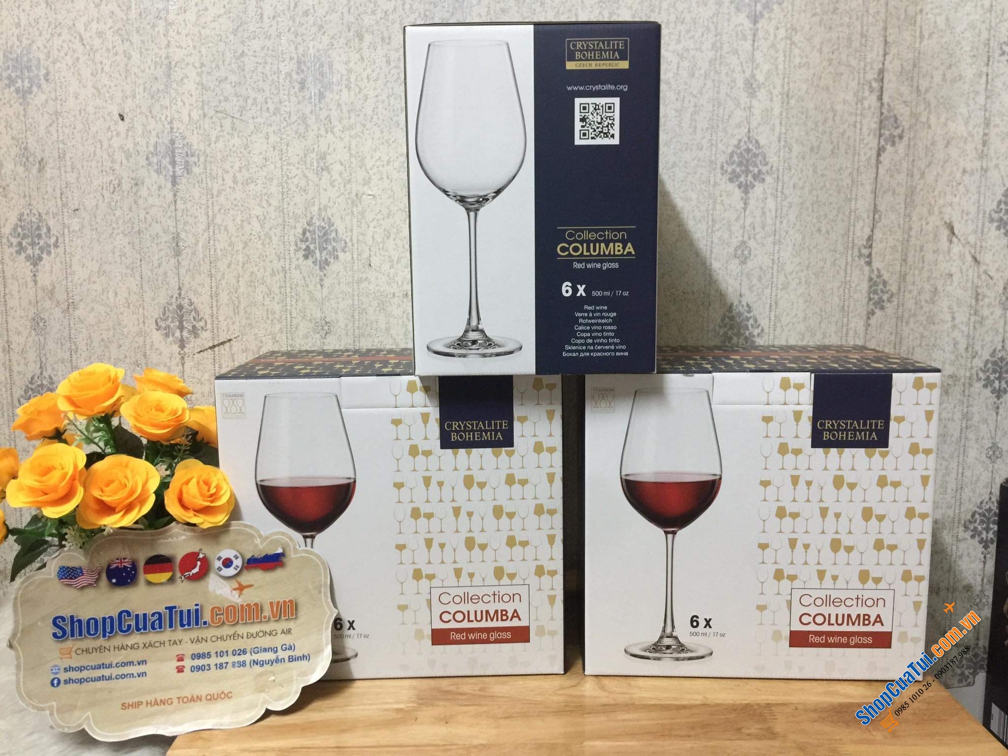 Bộ 6 ly pha lê 500ml Bohemia Columba sản xuất tại Séc