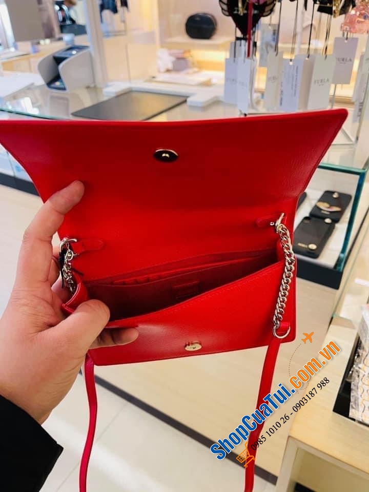 Túi ví đeo Furla đỏ kèm ví đựng Card