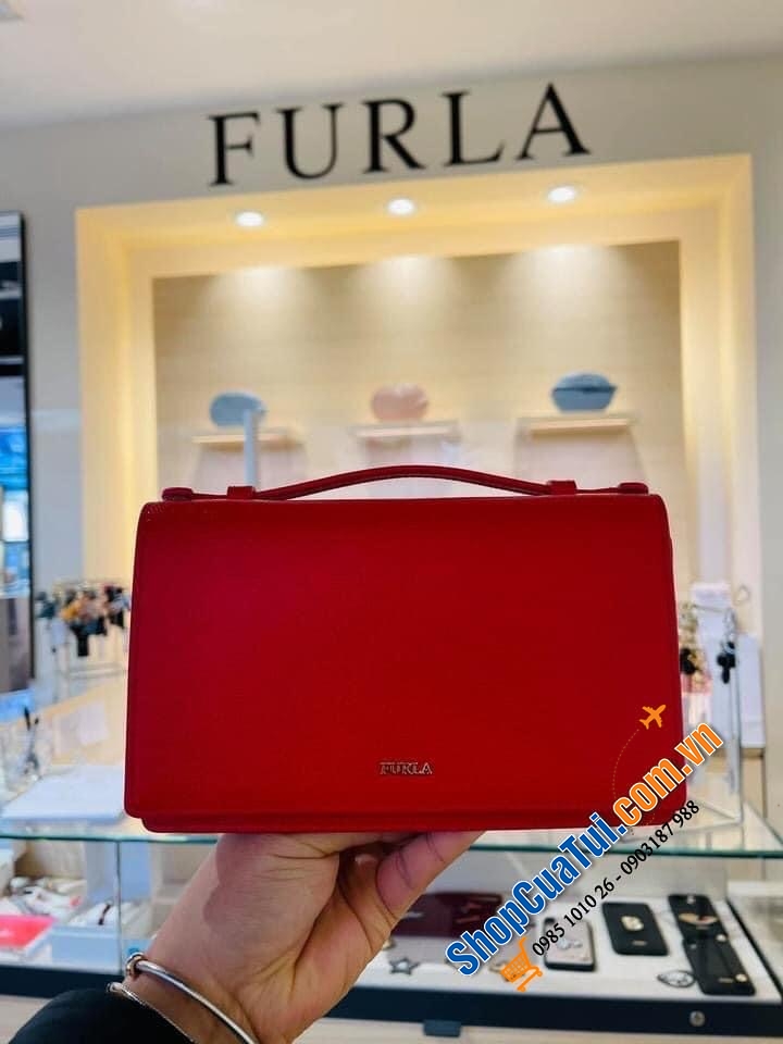 Túi ví đeo Furla đỏ kèm ví đựng Card