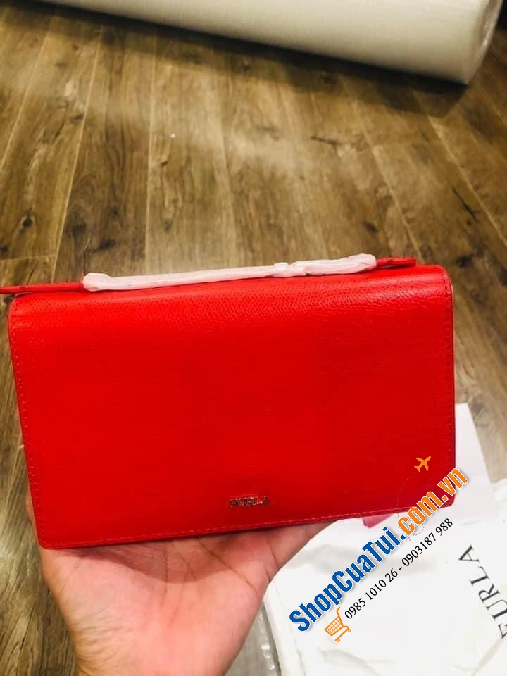 Túi ví đeo Furla đỏ kèm ví đựng Card