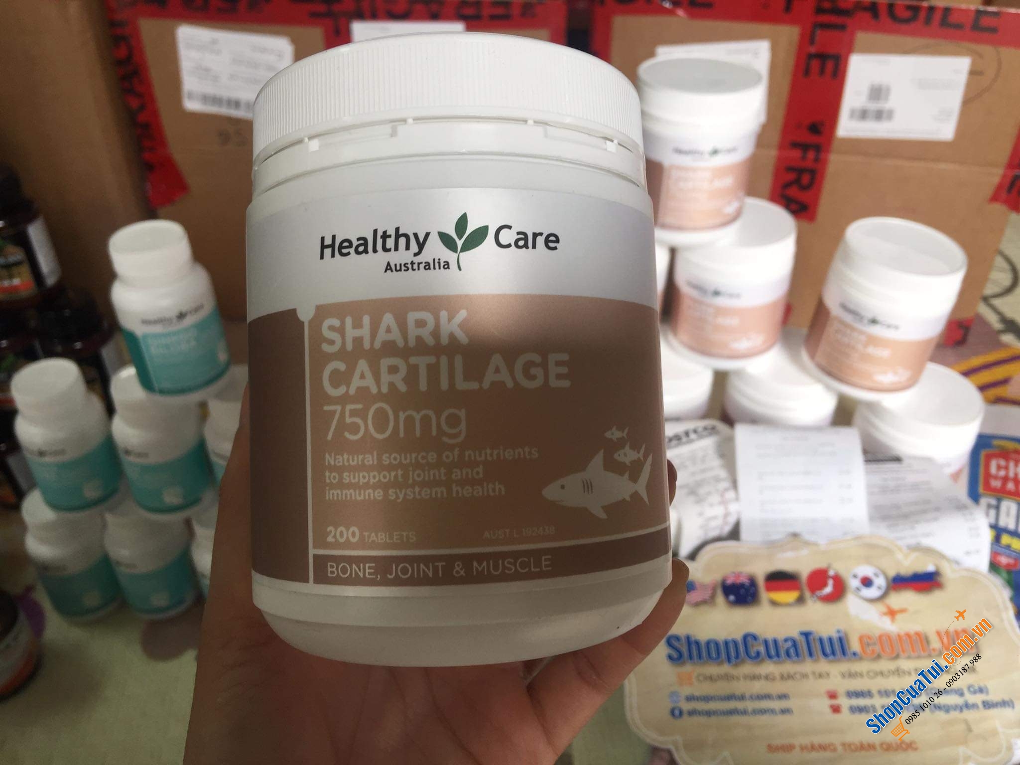 SỤN VI CÁ MẬP HEALTHY CARE SHARK CARTILAGE 750MG (mẫu mới)