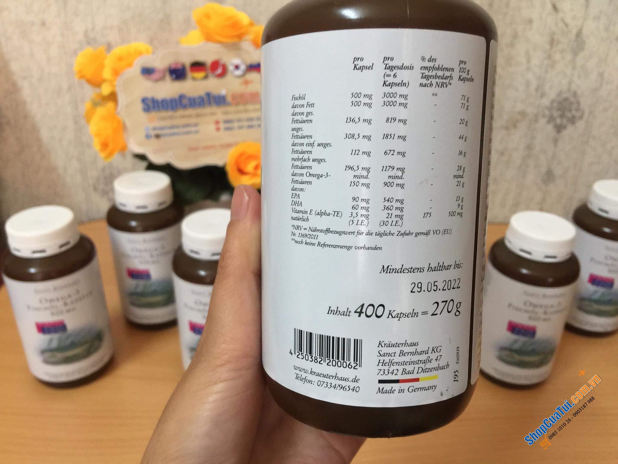 DẦU CÁ Omega-3 Fischöl-Kapseln 500 mg HỘP TO 400 VIÊN - MADE IN GERMANY.