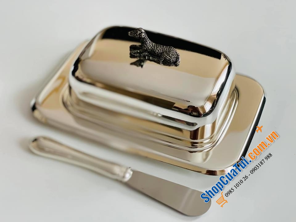 Set đựng bơ kèm dao mạ bạc Edzard núm cừu xinh.