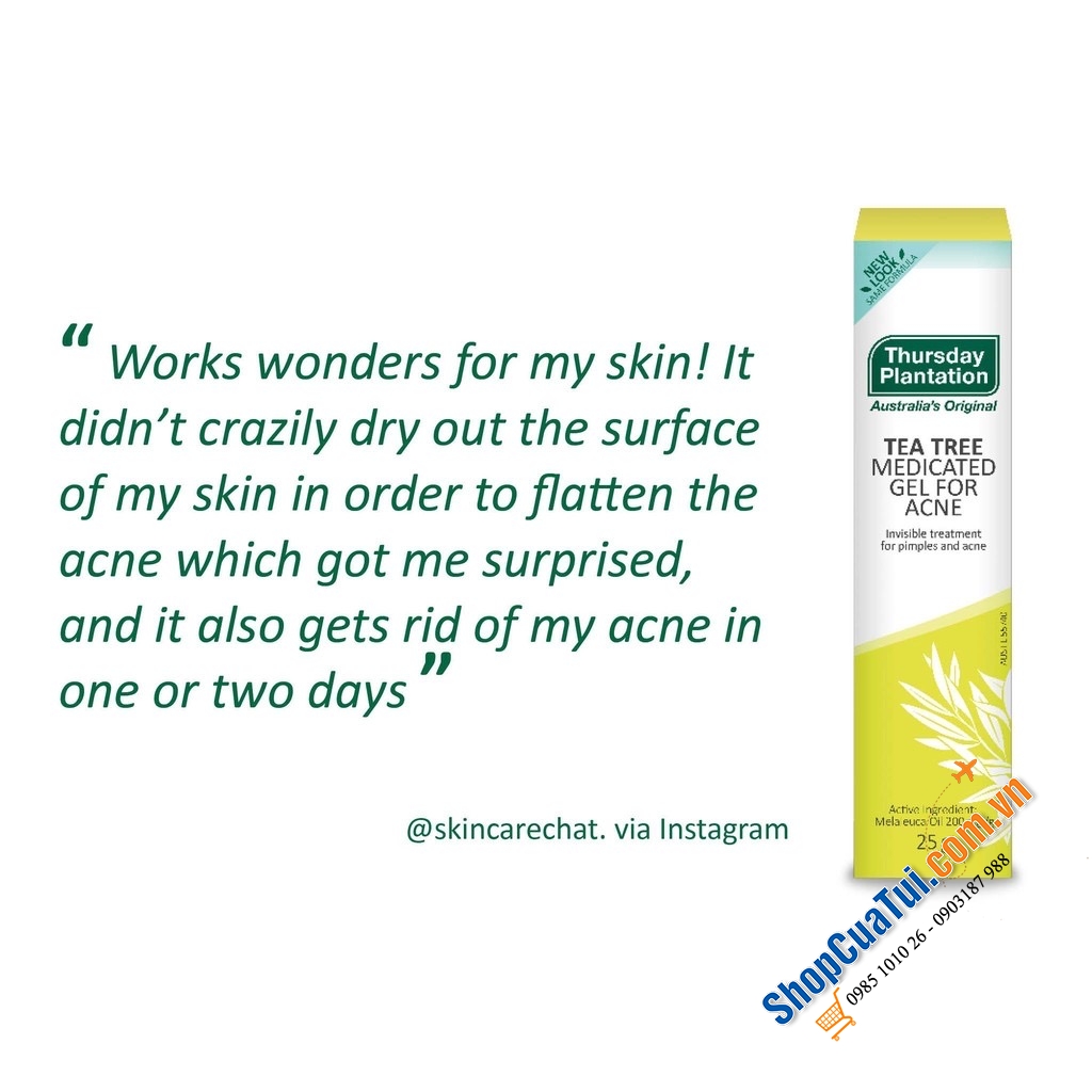 Gel chấm trị mụn tràm trà THURSDAY PLANTATION Tea Tree Medicated Gel For Acne 25 g