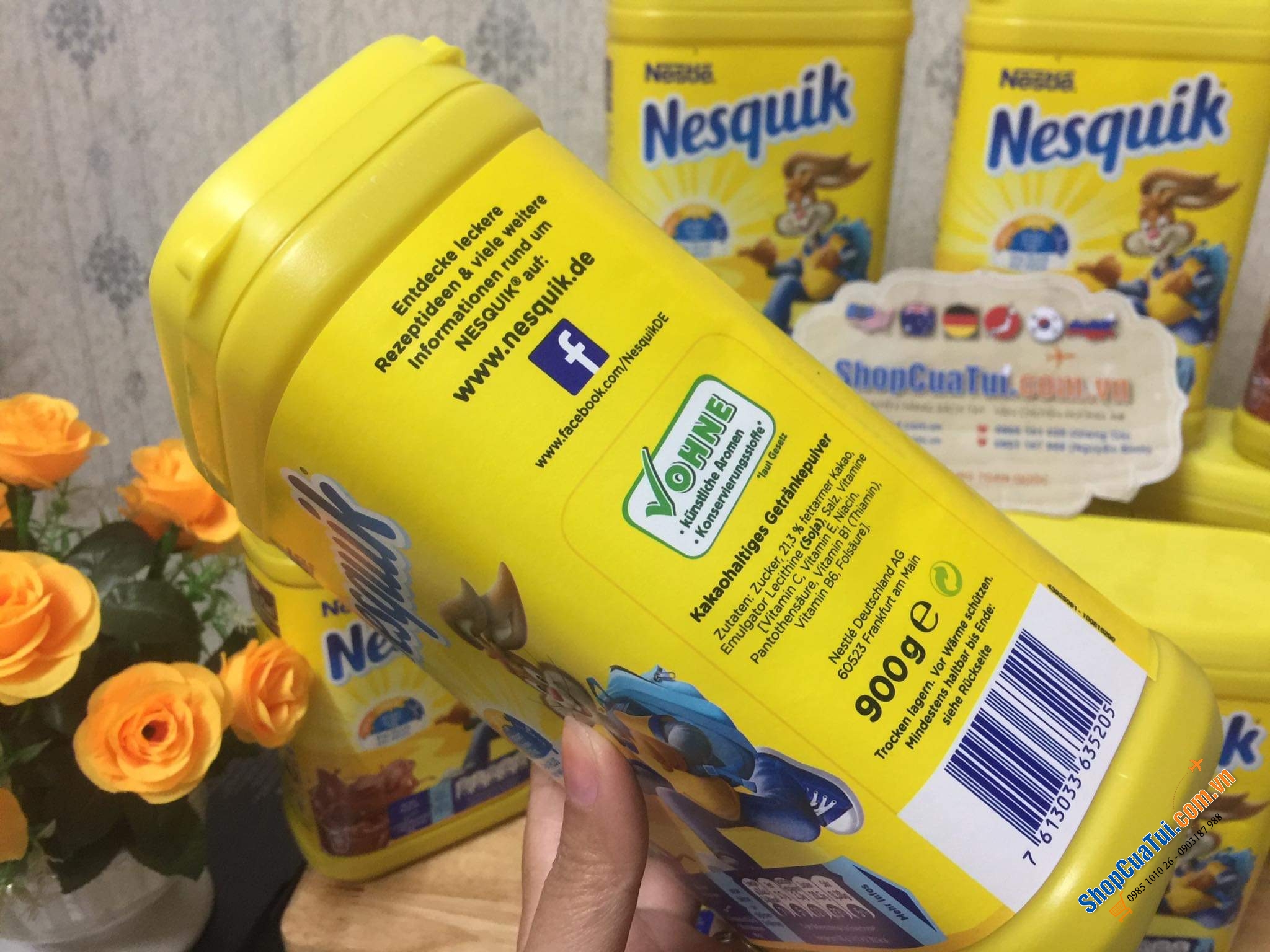 BỘT CACAO - BỘT CA CAO CỔ ĐIỂN NESQUIK ĐỨC HỘP TO 900 GRAM.