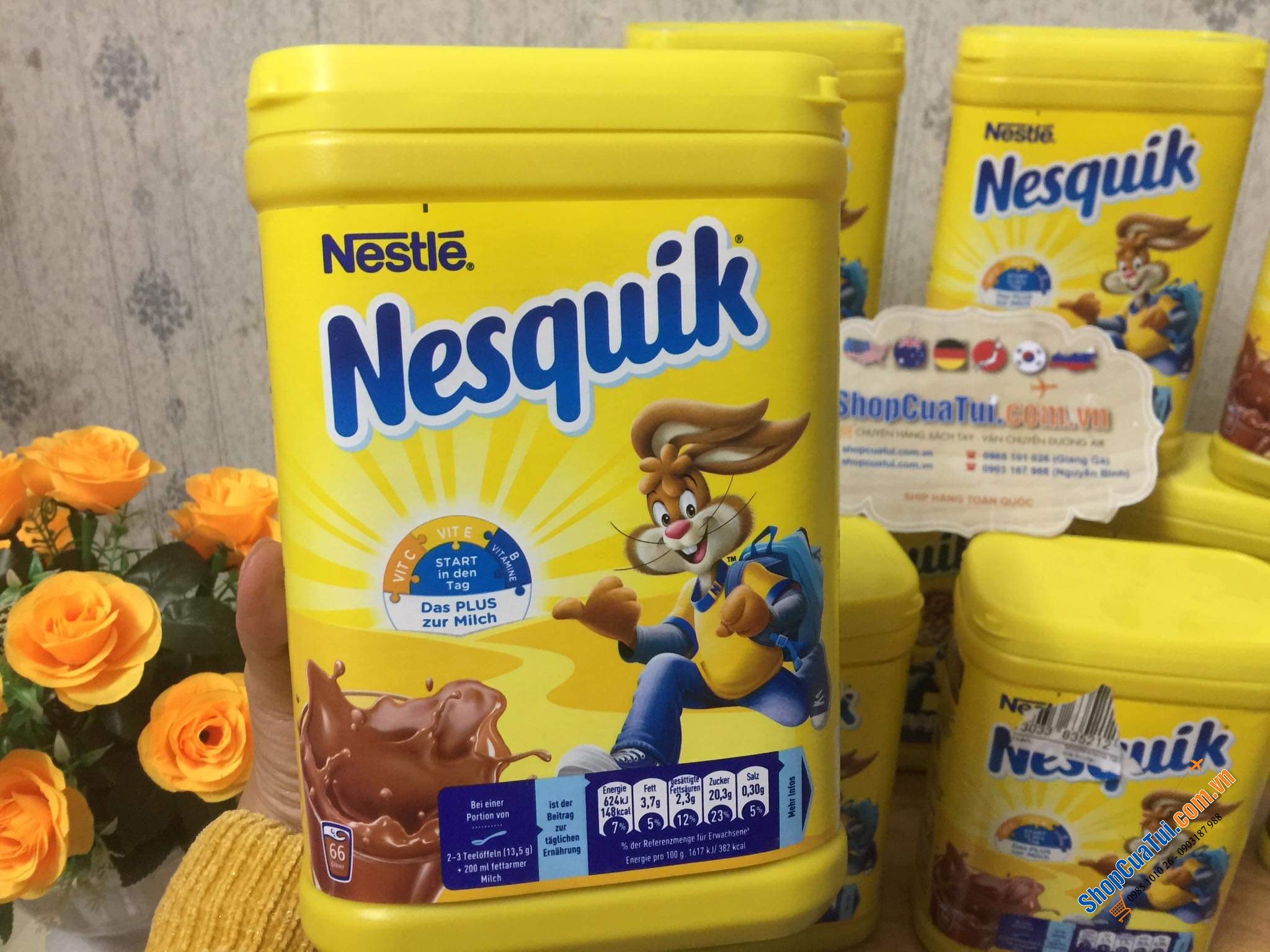 BỘT CACAO - BỘT CA CAO CỔ ĐIỂN NESQUIK ĐỨC HỘP TO 900 GRAM.