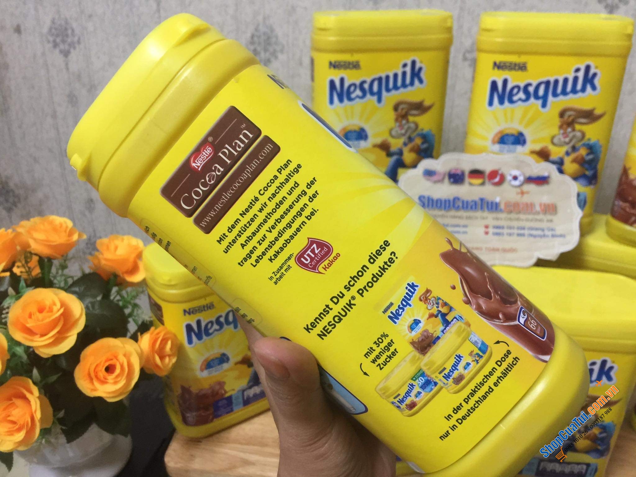 BỘT CACAO - BỘT CA CAO CỔ ĐIỂN NESQUIK ĐỨC HỘP TO 900 GRAM.