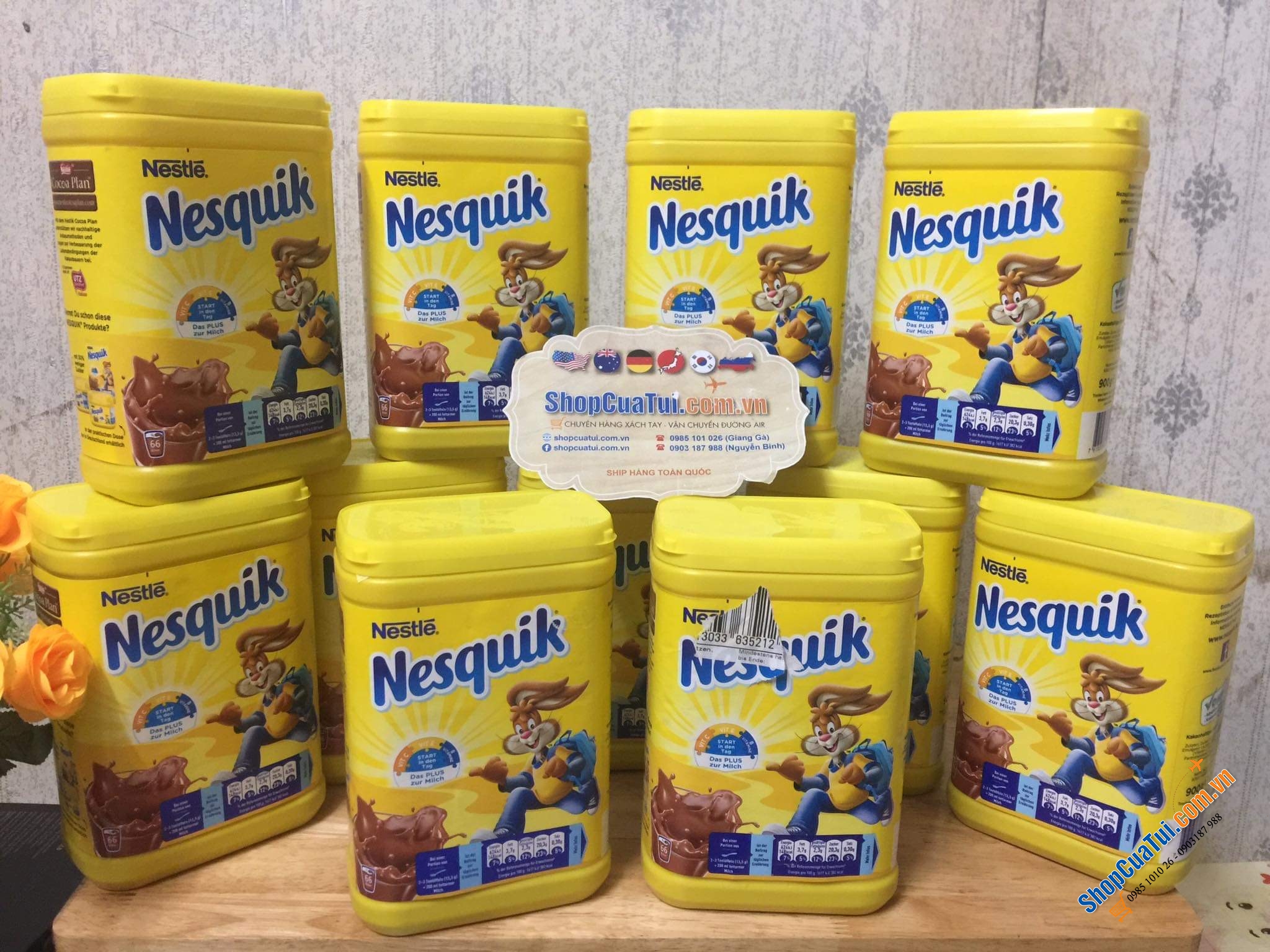 BỘT CACAO - BỘT CA CAO CỔ ĐIỂN NESQUIK ĐỨC HỘP TO 900 GRAM.