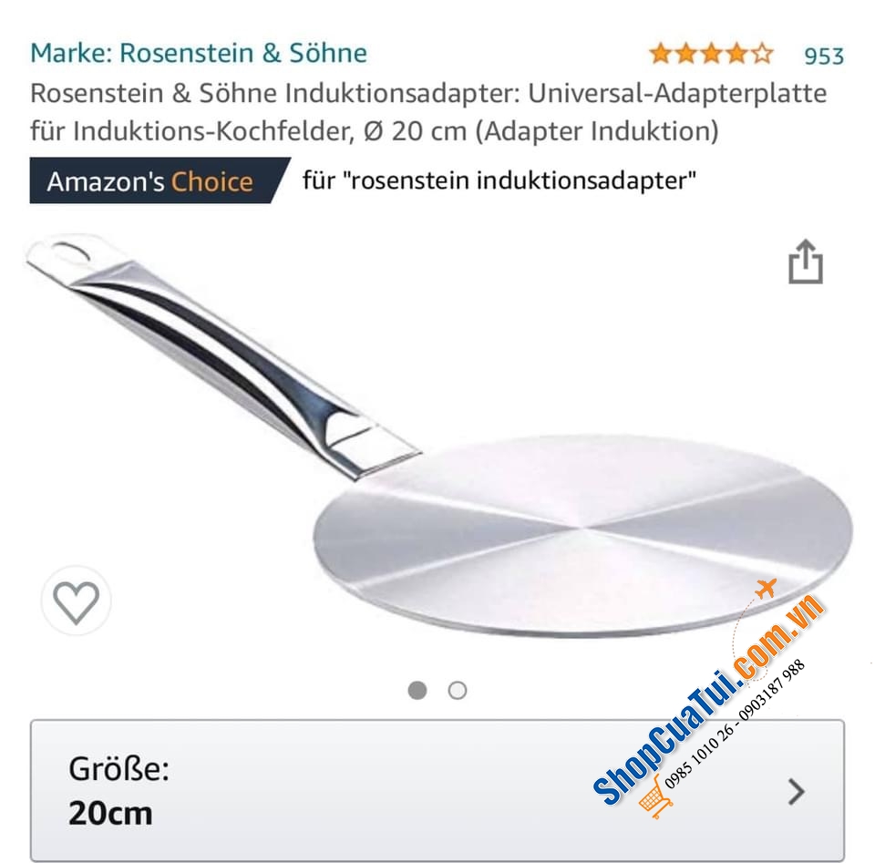 Đĩa chuyển nhiệt bếp từ Rosenstein & Söhne 20 cm.