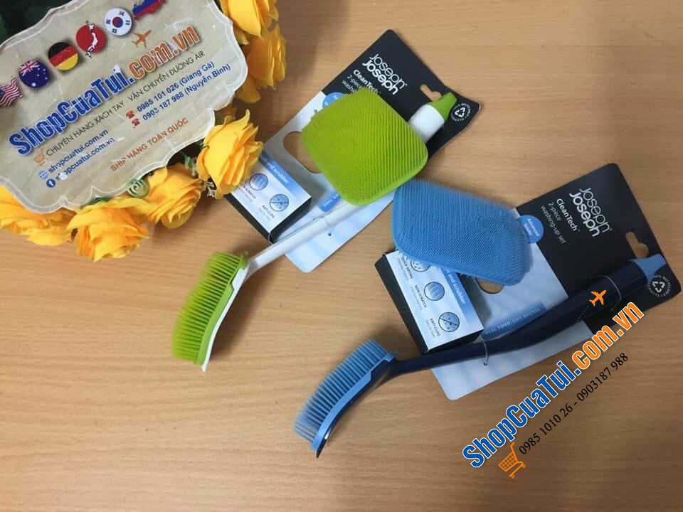 SET BÀN CHẢI - MIẾNG RỬA ĐA NĂNG JOSEPH JOSEPH CLEANTECH - MÀU XANH