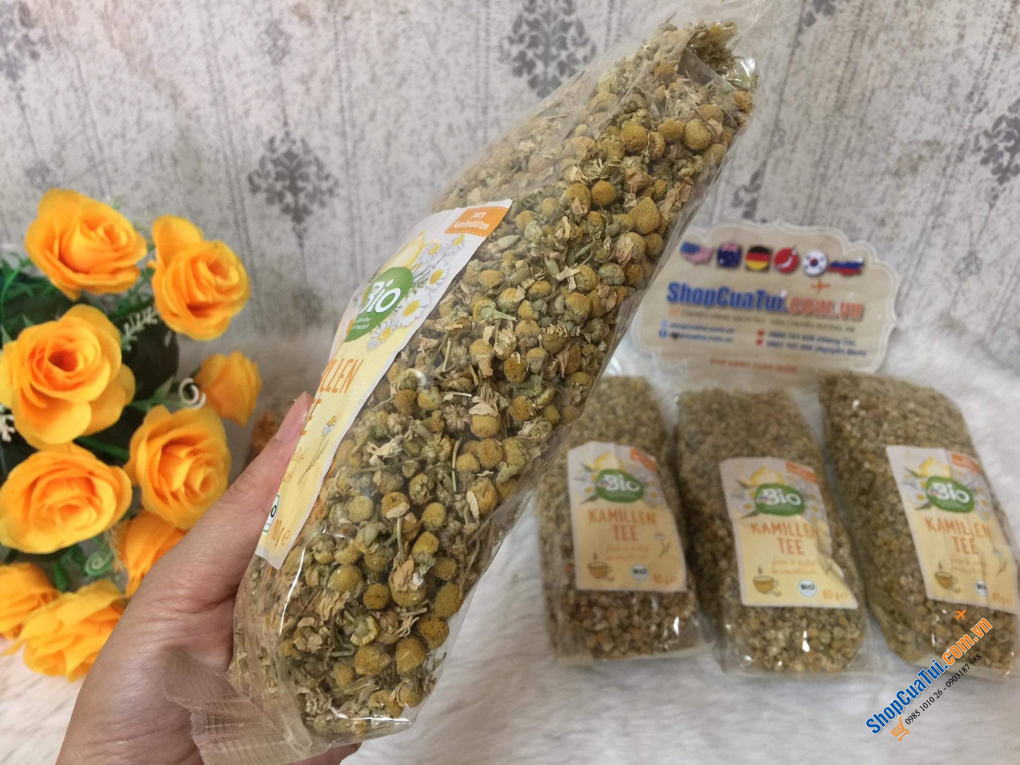 Trà hoa cúc -  TRÀ CÚC HỮU CƠ NGUYÊN BÔNG DM BIO SẢN XUẤT TẠI ĐỨC. - 60g rất to