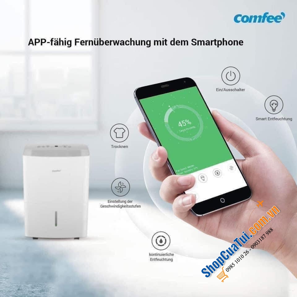 MÁY HÚT ẨM COMFEE mddf-20den7 wifi công suất hút 20 lít/24 giờ có kết nối wifi siêu hiện đại