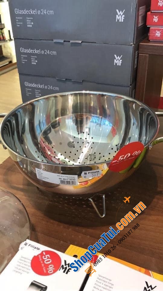 RỔ WMF GOURMET SEIHER 24CM; INOX, 3 CHÂN.
