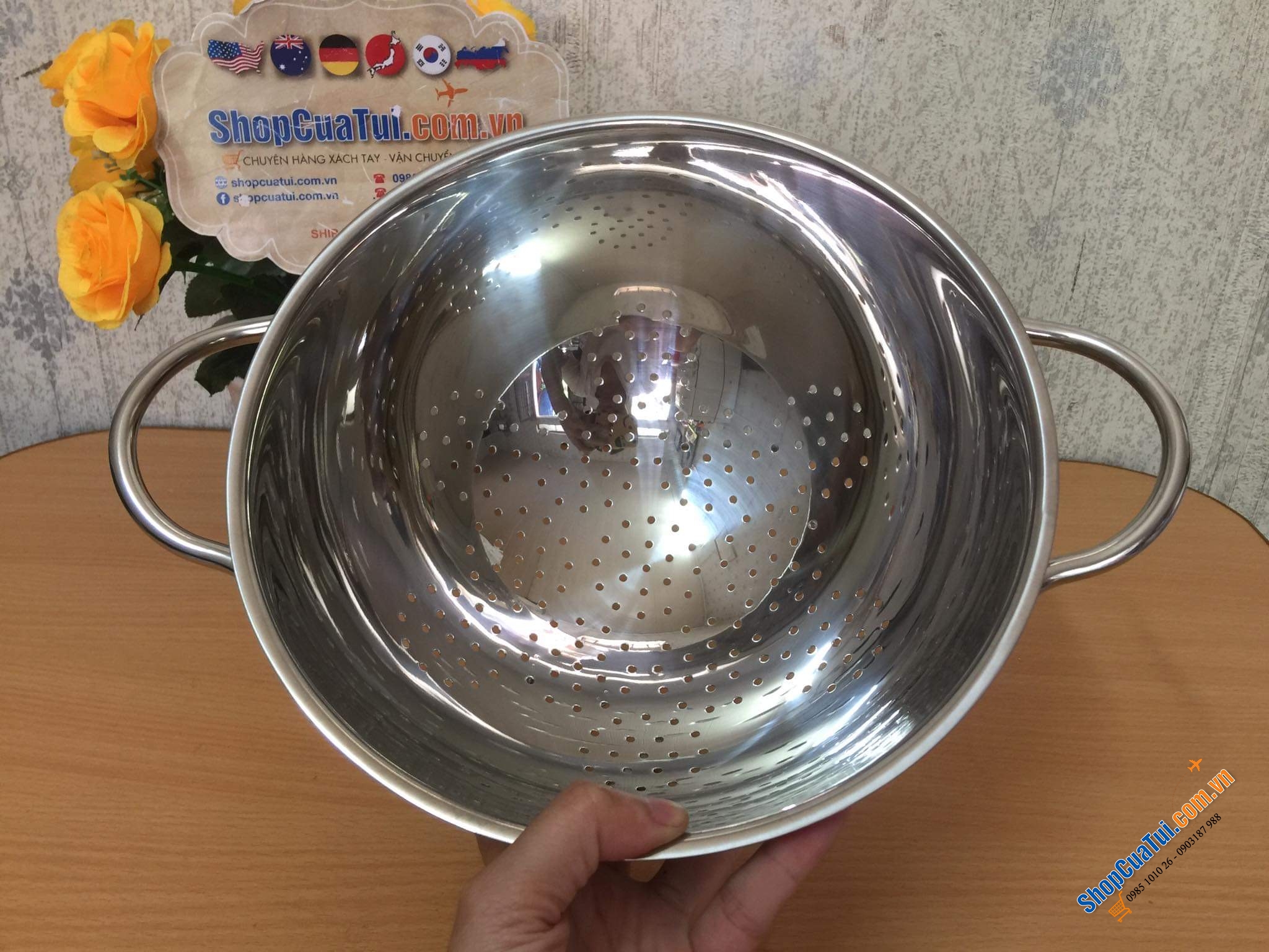 RỔ WMF GOURMET SEIHER 24CM; INOX, 3 CHÂN.