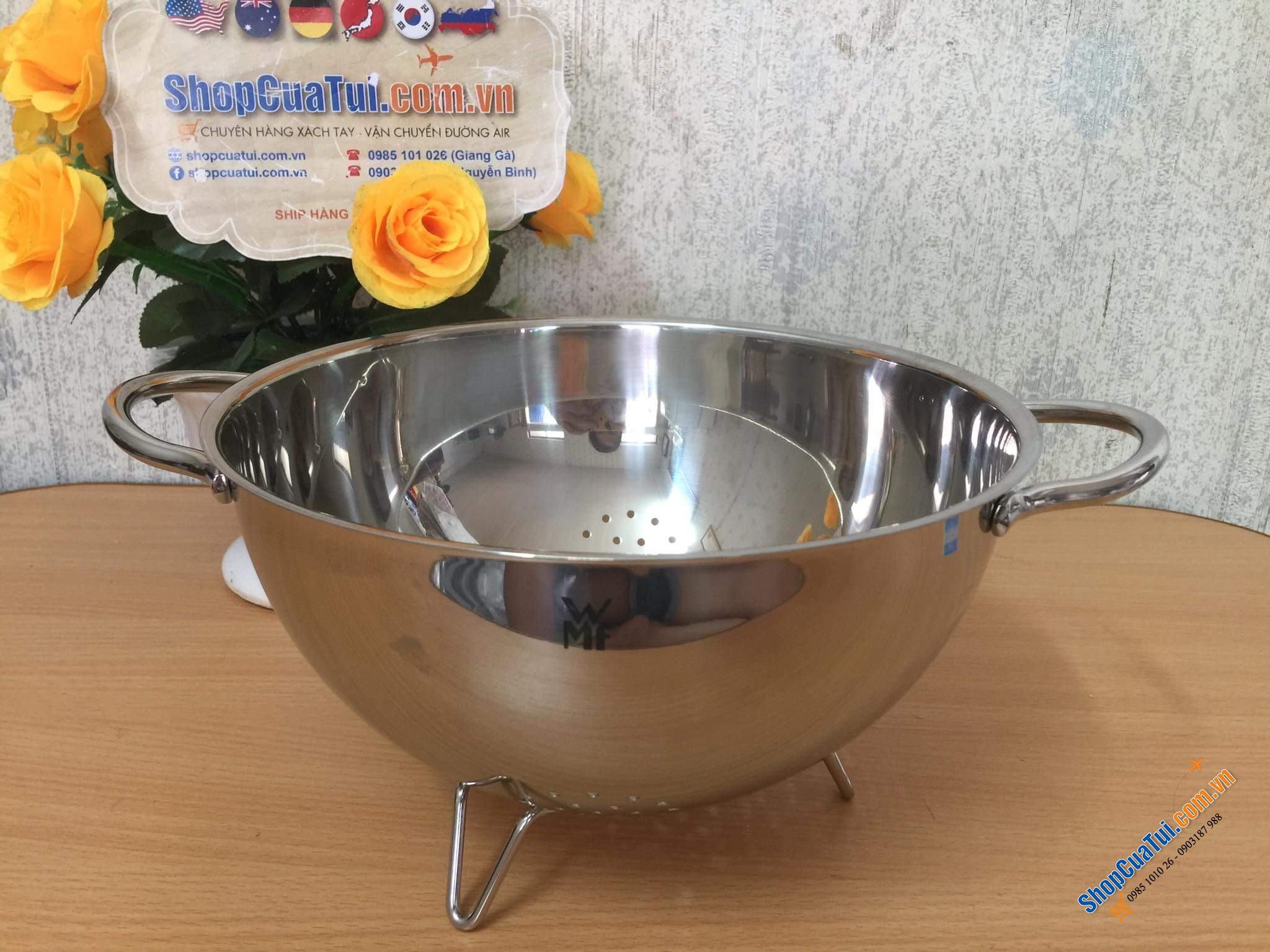 RỔ WMF GOURMET SEIHER 24CM; INOX, 3 CHÂN.