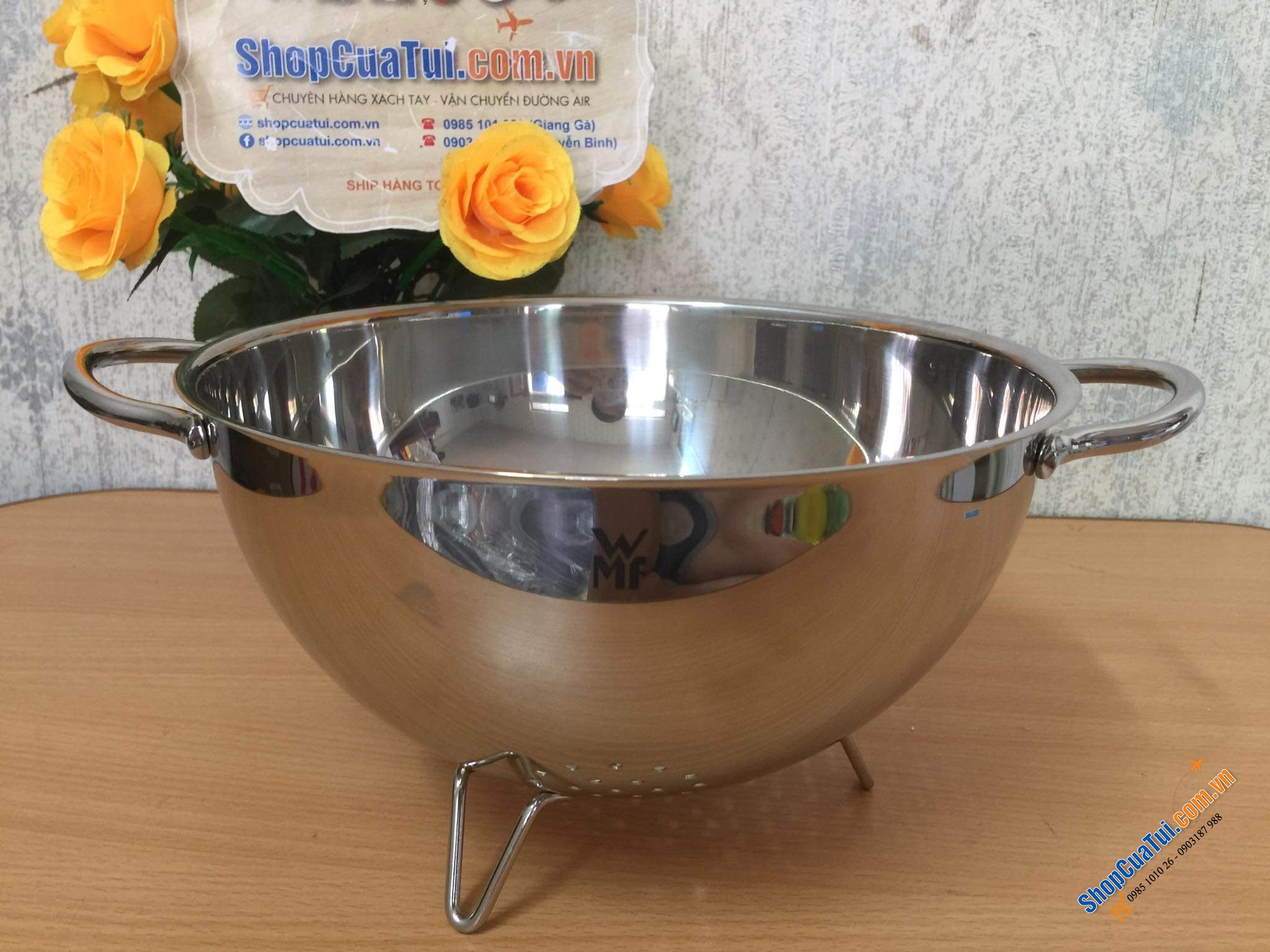 RỔ WMF GOURMET SEIHER 24CM; INOX, 3 CHÂN.