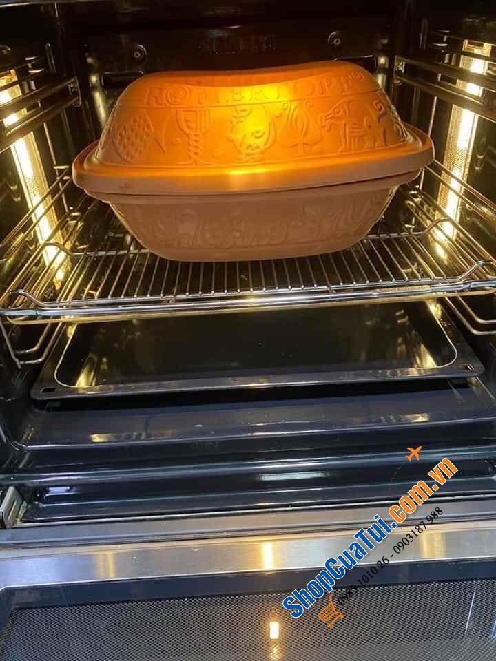 NỒI NƯỚNG GỐM ĐỨC MADE IN GERMANY RÖMERTOPF - HOẠ TIẾT NÔNG TRẠI - Kích thước 38 x 38 x 12,5 cm. Nặng 3,3 kg
