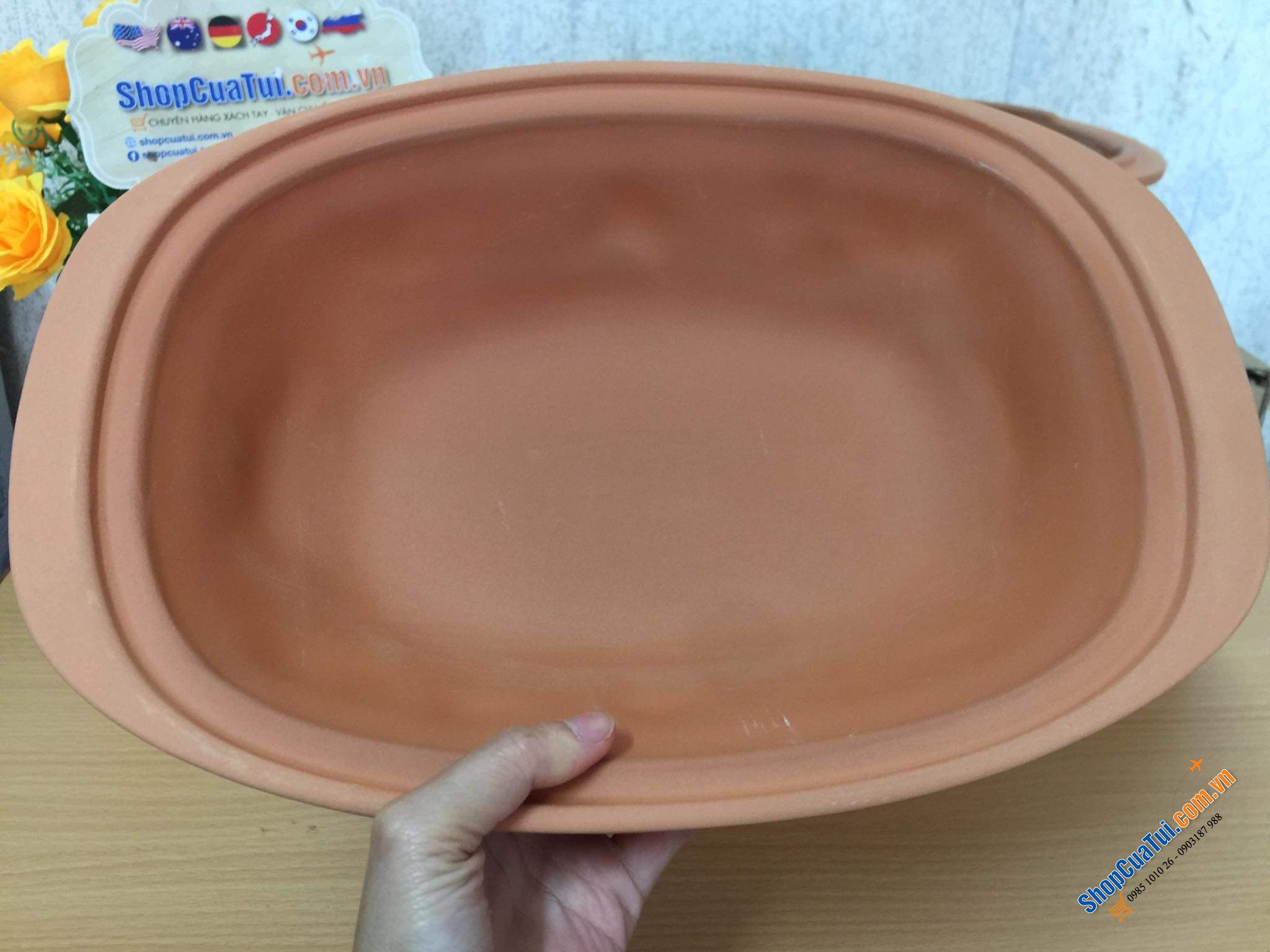 NỒI NƯỚNG GỐM ĐỨC MADE IN GERMANY RÖMERTOPF - HOẠ TIẾT NÔNG TRẠI - Kích thước 38 x 38 x 12,5 cm. Nặng 3,3 kg