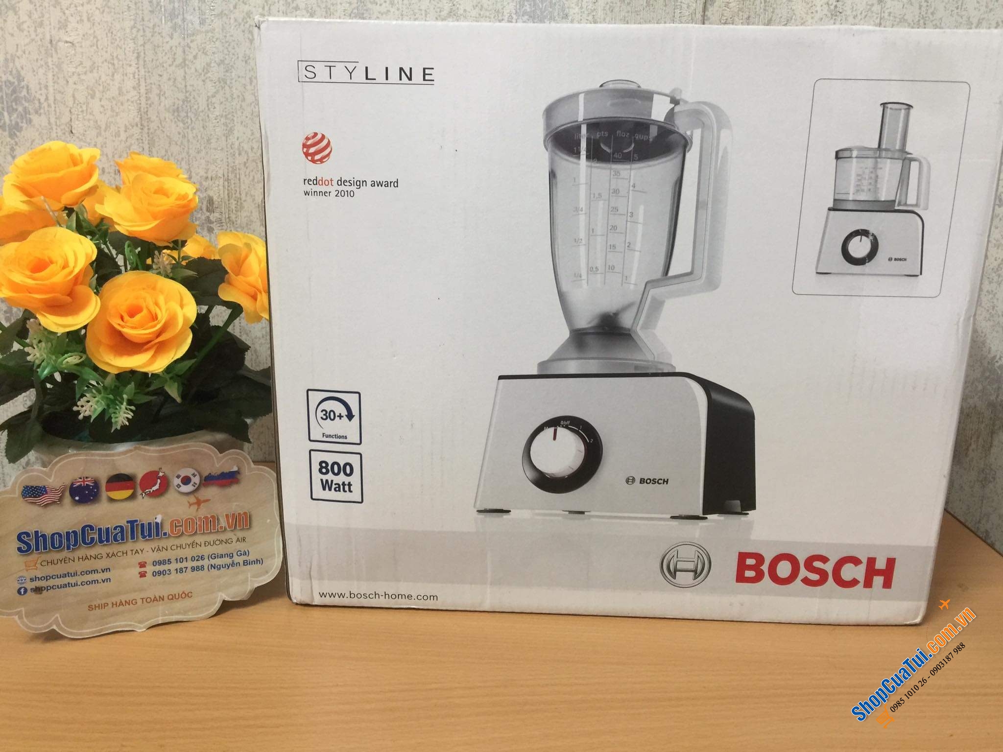 Máy làm bếp đa năng Bosch MCM STYLINE - Công suất: 800W, 2 tốc độ xay, 1 tốc độ trộn.